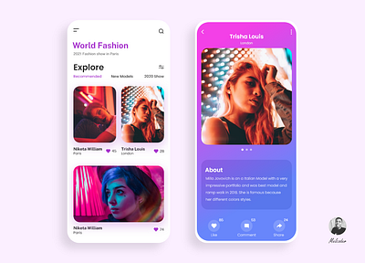 Fashion Models App app design fashion paris ui xd design