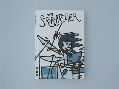 the storyteller blue book art book cover cover design drummer illustration lettering monochromatic music musician texture vector