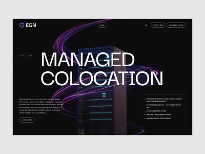 EGN: Main Page 3d animation colocation data datacenter homepage interface layout render server service typography ui web website