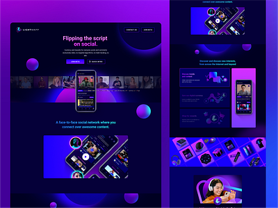 LightMapp branding and landing page app beta branding comments community dark mode discussion figma homepage landing page lightmapp mobile ui platform sign up social media social media design space ui uiux video comments