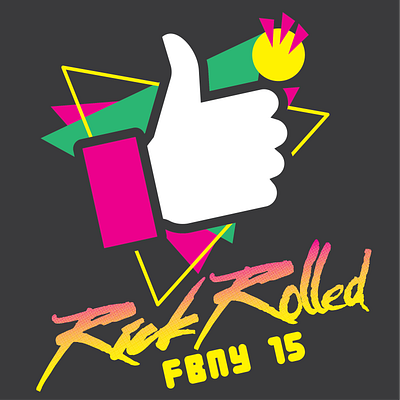 FBNY Rick Rolled - 15th Floor opening 80s design illustraion shirtdesign