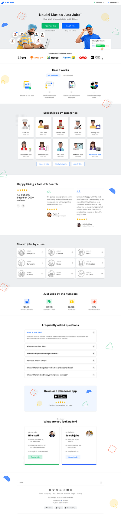 Just Jobs Homepage Design job board landing page ui ux web app