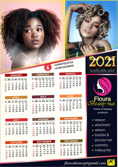 Calendar design for Flora calendar design icon vector