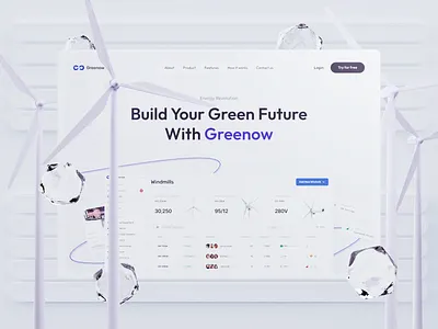 Greenow - Website for Renewable Energy Service 3d admin admin ui analytics b2b branding dashboard dashboard ui ecology energy green energy landing landing page phenomenon renewable energy studio ui design website website design website ui