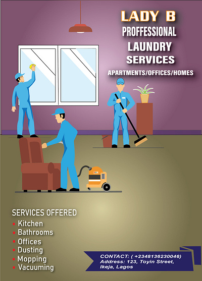 cleaner poster illustration for Lady B illustration poster design typography vector