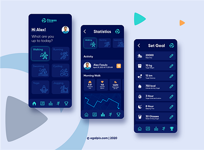 App UI of Fitness Blender dark ui fitness app fitness app ui illustration mobile ui ui ui trend uiux ux