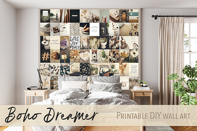 Boho Girl Dreamer DIY Wall Collage boho aesthetic boho chic branding collage collection design digital dreamer inspirational quotes modern modern design modern wall art neutral colors photo collage photography trendy wall art wall mural