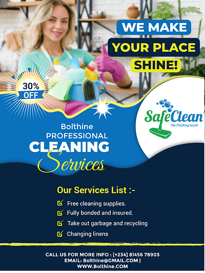 Poster design for cleaning service branding poster design typography