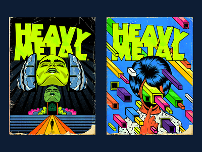 Heavy Metal Magazine Bootleg Covers design fantasy heavy metal magazine illustration psychedelic retro science fiction surrealism trippy vector vintage