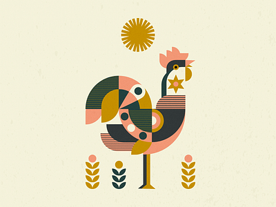 Rooster design digital art digital illustration digital painting illustration illustrator morning night rooster sun vector vectorart