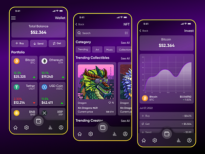 Crypto & NFT App app crypto design figma mobile nft ui ux