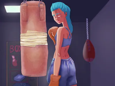 Boxing Girl box girl illustration sketch