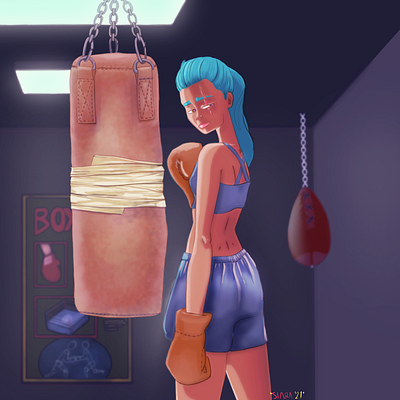 Boxing Girl box girl illustration sketch