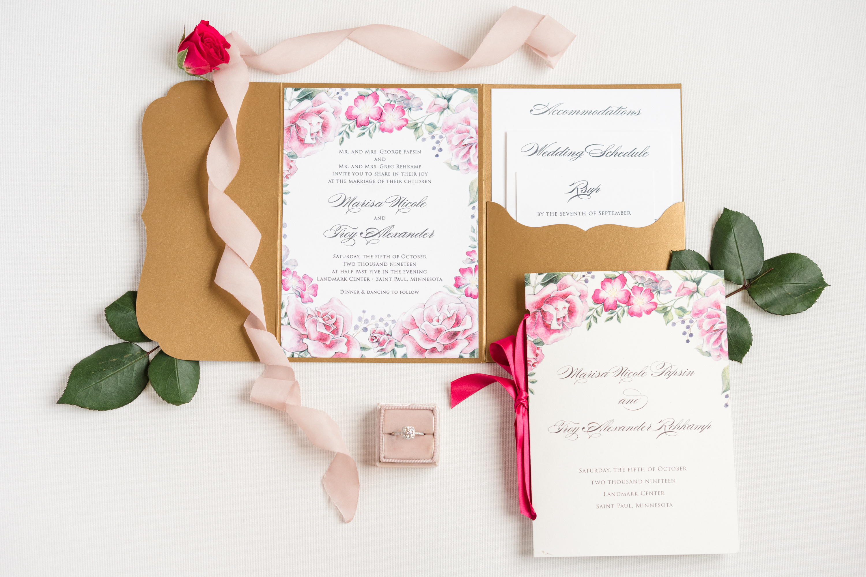 Example of Watercolor Rose Invite