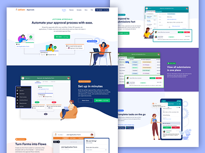 JotForm Approvals Landing approval approvals approved branding form jotform landing ui ui design uiux website workflow workflow builder workflows