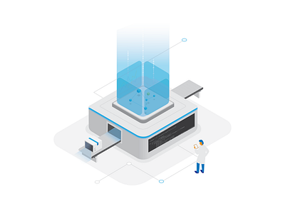 Running Jobs on Assets - Visualizing Media Supply Chains clean code data design factory illustration isometric isometric illustration media supply chain scanning supply chain