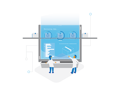 Monitoring Assets - Visualizing Media Supply Chains blue clean data illustration monitoring supplychain