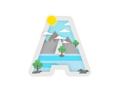 Nature Flat "A" affinitydesigner flat illustration flatdesign illustration nature summer