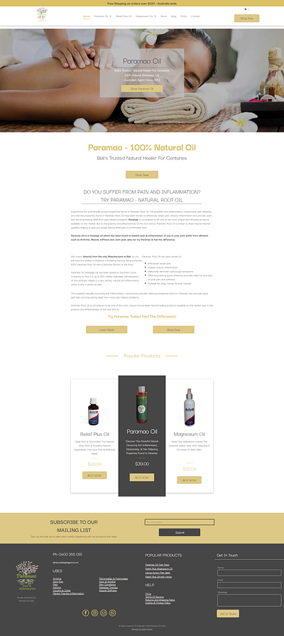 Paramao Root Oil Website Redesign design ux web web design website