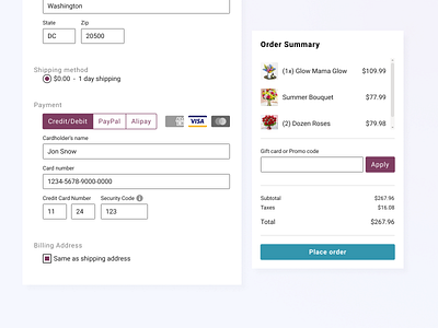 DailyUI - Day 2 credit card payment creditcard dailyui flowers form mothersday payment form