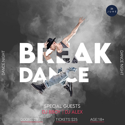 Break Dance Social Media Poster design graphic design poster design social social media social media design social media posts social media templates socialmedia typography