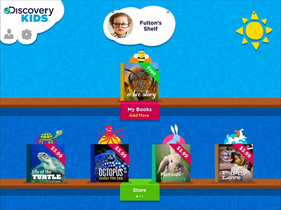 Discovery Kids eBooks App animation children discovery channel ebook ebook design kids kids app microinteraction page transition swipe ux designs