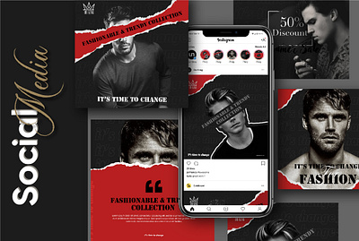 Male Fashion Social Media Post banner branding business creative design design digital facebook ad fashion instagram template male minimal social media post typography web