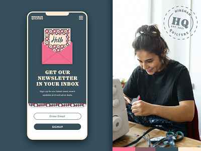 Mobile Newsletter Sign Up Hingham Quilters 01 branding challenge daily challange illustration minimal mobile sign up signup ui ux