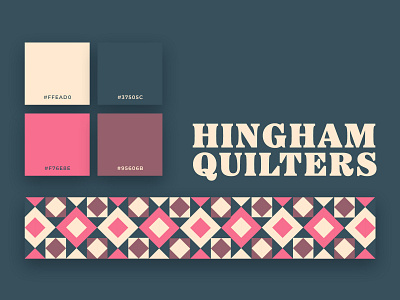 Hingham Quilters Branding branding challenge color palette geometric illustration logo pattern pattern design quilt weekly warm up