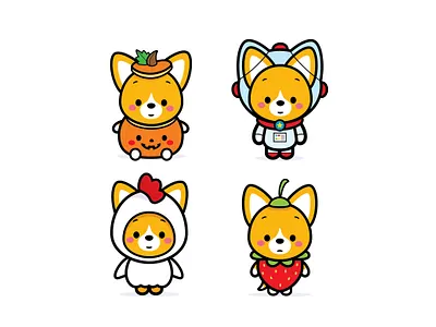 Corgi Costumes adobe illustrator character design cute illustration jerrod maruyama kawaii vector
