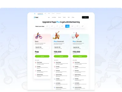 Pricing Page for Toppr 3d illustration colors illustration pricing ui visual design webdesign