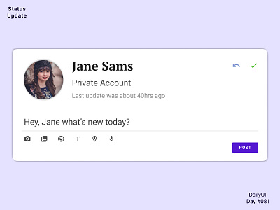 Status Update 081 dailyui081 design status update ui ux web