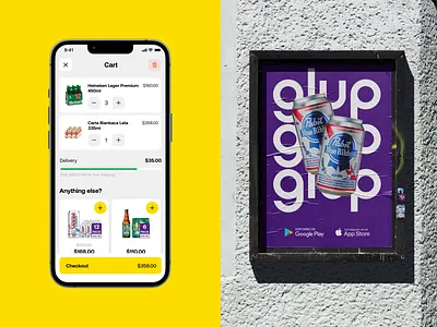 Glup Delivery App Design 3d advertising app app design beer branding delivery design graphic design heineken illustration interface logo marketing mobile app poster ui user experience user interface ux