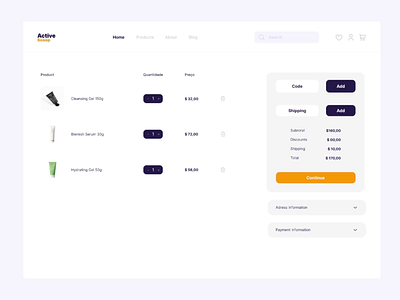 e-commerce - cart page 2d animation commerce dashboard design e commerce follow graphic design minimal motion graphics page pay popular send ui ux web page website