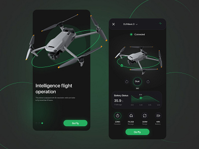 Drone App Design app appdesign application branding control dark dashboard design drone graphic design light panel platform ui ui design ui ux ux web design