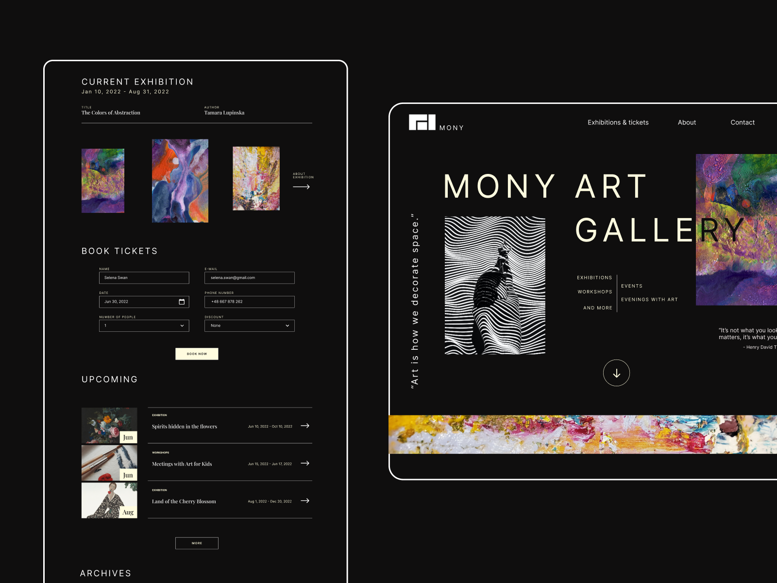 Art Gallery Website Concept by Nikolina for Softnauts on Dribbble