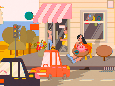 Summer City Life: Cafe art cafe city city life creative illustration design design studio digital art digital artwork digital illustration digital painting graphic design illustration illustration artist illustrations illustrator people street summer urban