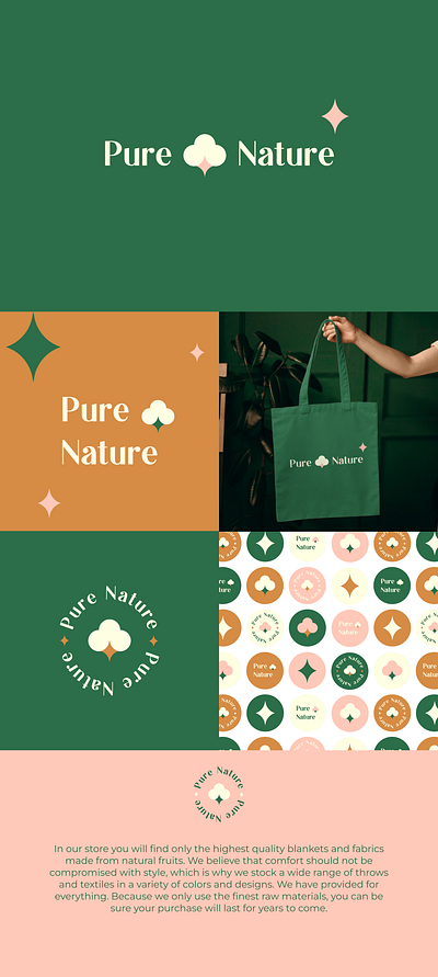 Pure Nature | 1 brand branding cotton fashion green guidelines logo logodesign mockup mood moodboard sparkle