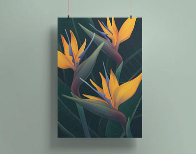 Tropical Paradise affinity designer art artwork bird of paradise digital digital art digital illustration floral flowers illustration illustration art illustrator jungle poster poster design tropical tropical flowers tropical leaves tropics