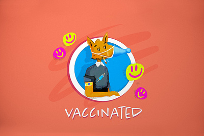 Responsible Vaccinated Fox Sticker Illustration animals app art branding cartoon character covid design editorial fox funny icons illustration mascot poster procreate stickers ui vaccine website