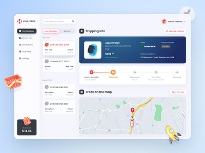 Delivery App Concept 3d app apple apple watch concept dashboard dashboard ui delivery dribbble icons illustration interface light lviv rocket shipping ui design ukraine ux design web