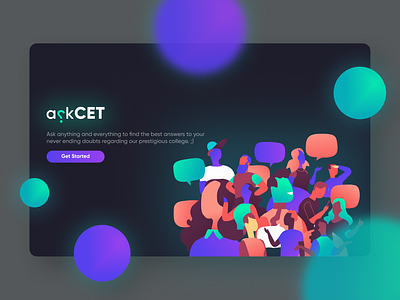 Landing Page | askCET Website answer community daily ui dark theme dark ui design designs forum landing page landingpage minimal platform product question ui ui ux ui design uidesign uiux ux