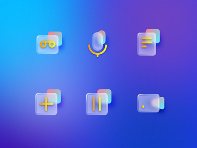 Icon-Glass acrylic add app call design glass hold icon light logo phone recorder red tree ui ux video yellow