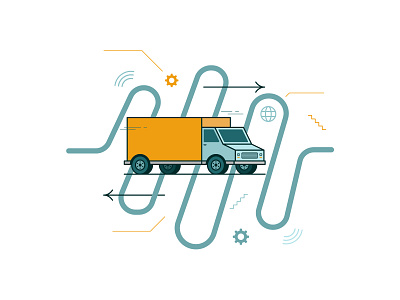 Truck lost illustration iot road supplychain truck