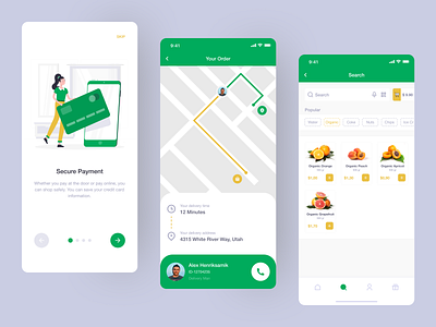 Food Delivery App Design app app design application clean delivery design food food app green mobile mobile app mobile app design mobile design mobile ui orange ui ui design ux ux design white