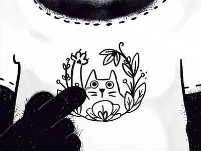 Chimi´s t-shirt 🐈‍⬛ blackcat cat illustration plants playoff procreate remera sticker mule stickermule tshirt