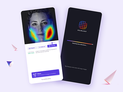 Rewarp App - Detects Face Alterations app app design application clean ios app design liquify minimal mobile mobile app mobile ui photoshop ui ux uxdesign uxui