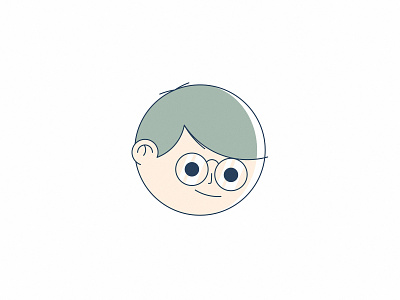 2444 - Intelectual Boy branding character design glasses head illustration light logo nerd smart smile sticker stroke vintage
