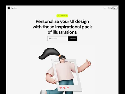 Guuulp! Illustration constructor 3d cover download font grid header hero illustration landing subscribtion