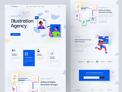 Retro: Illustration Agency Landing Page agency agency website colorful concept creative illustration illustration agency landingpage product responsive design retro retro design retro font retro logo trend2021 web web design webdesign website website concept